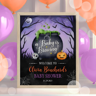 Poster Sinal de boas-vindas do Chá de fraldas do Hallowee