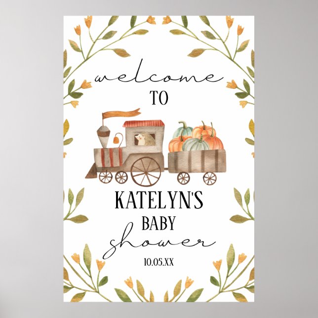 Poster Sinal de boas-vindas do Chá de fraldas do trem de  (Frente)