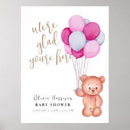 Poster Sinal de boas-vindas do Chá de fraldas do Urso Jus