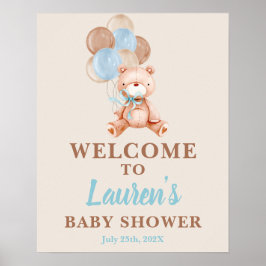 Poster Sinal de boas-vindas do Chá de fraldas do Urso Ted