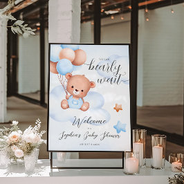 Poster Sinal de boas-vindas do Chá de fraldas do Urso Urs