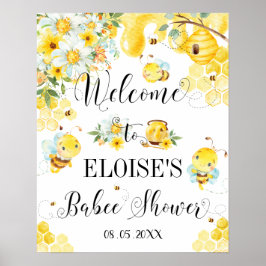 Poster Sinal de boas-vindas do Chá de fraldas Floral das 