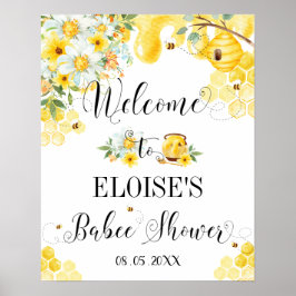 Poster Sinal de boas-vindas do Chá de fraldas Floral das 
