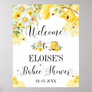 Poster Sinal de boas-vindas do Chá de fraldas Floral das