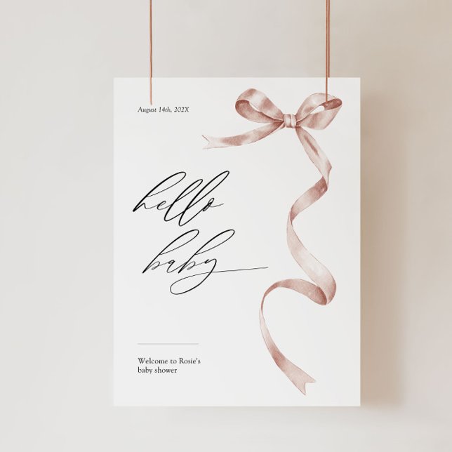 Poster Sinal de boas-vindas do chá de fraldas moderno com (Criador carregado)