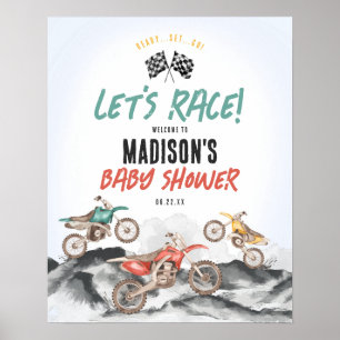 Poster Sinal de boas-vindas do Chá de fraldas Motor Dirt