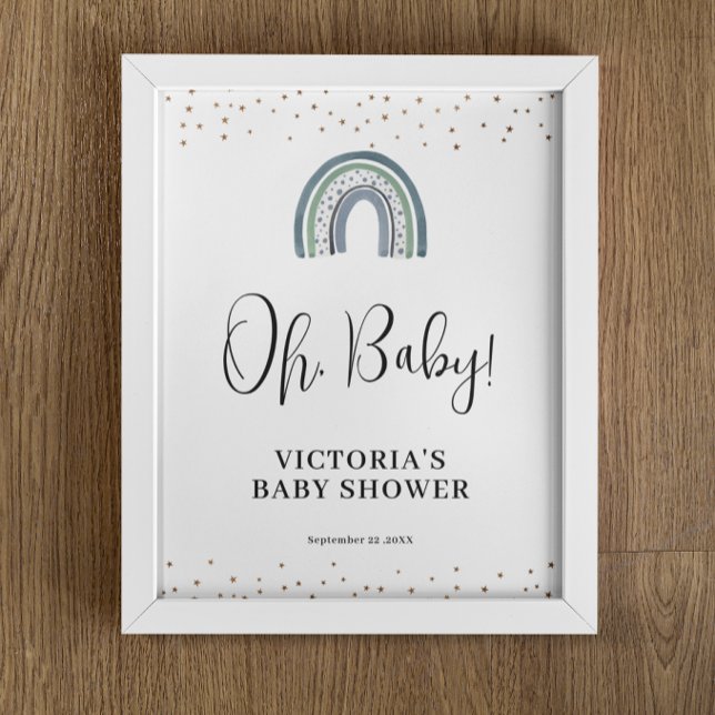 Poster Sinal de boas-vindas do Chá de fraldas Rainbow Boy (Criador carregado)