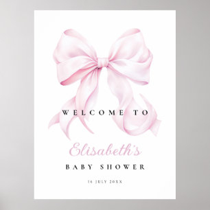 Poster Sinal de boas-vindas do Chá de fraldas rosa