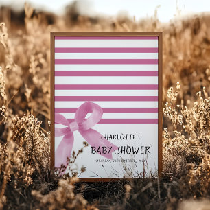 Poster Sinal de boas-vindas do Chá de fraldas rosa com aq