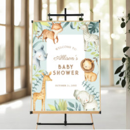 Poster Sinal de boas-vindas do chá de fraldas Safari