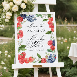 Poster Sinal de boas-vindas do Chá de fraldas Strawberry