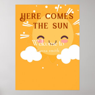 Poster Sinal de boas-vindas do chá de fraldas Sunshine