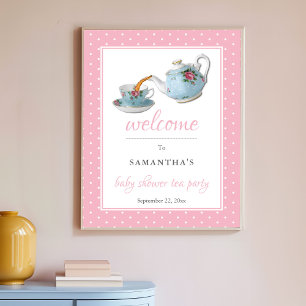 Poster Sinal de Boas-vindas do Chá de fraldas Tea Party 