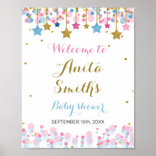 Poster Sinal de boas-vindas do chá de fraldas Twinkle Az