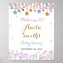 sinal de boas-vindas do chá de fraldas Twinkle Azu