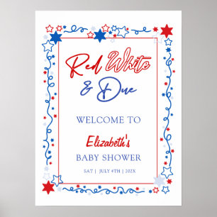 Poster Sinal de Boas-vindas do Chá de fraldas Vermelho
