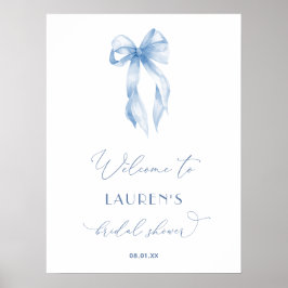 Poster Sinal de boas-vindas do Chá de panela Azul Elegant