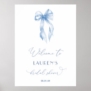 Poster Sinal de boas-vindas do Chá de panela Azul Elegant
