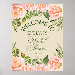 Poster Sinal de boas-vindas do Chá de panela Chic Floral