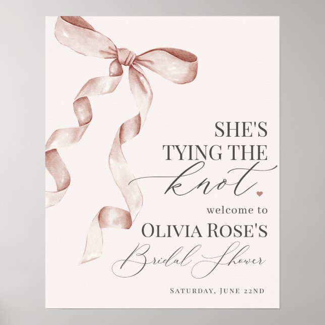 Poster Sinal de boas-vindas do Chá de panela Coquette Bei (Frente)