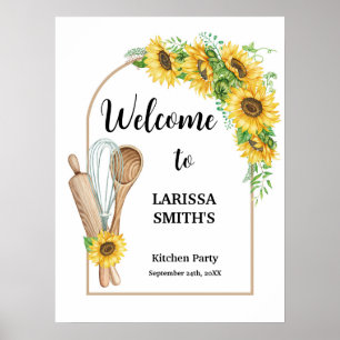 Poster Sinal de boas-vindas do Chá de panela da Sunflower