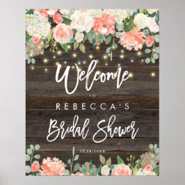 Poster sinal de boas-vindas do chá de panela de pêssego r