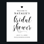 Poster Sinal de boas-vindas do Chá de panela de script pr<br><div class="desc">Sinal elegante e simples de boas-vindas ao chá de panela,  com caligrafia ousada e sotaque cardíaco. Este design está disponível em outras cores.</div>