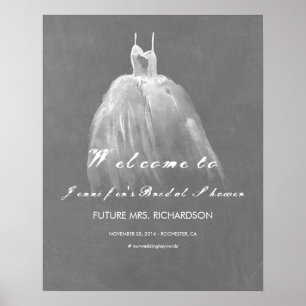 Póster Sinal de boas-vindas do chá de panela do vestido