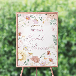 Poster Sinal de boas-vindas do Chá de panela Floral Blush
