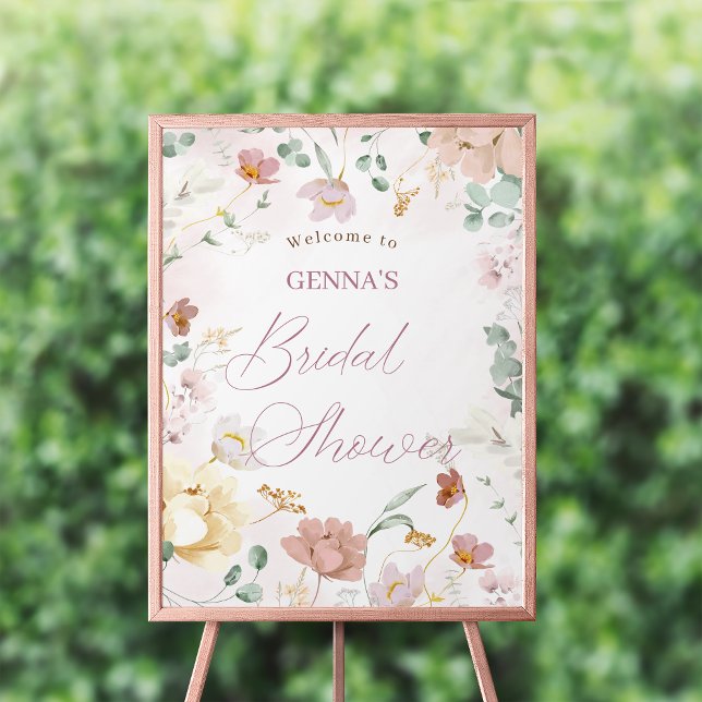 Poster Sinal de boas-vindas do Chá de panela Floral Blush (Criador carregado)