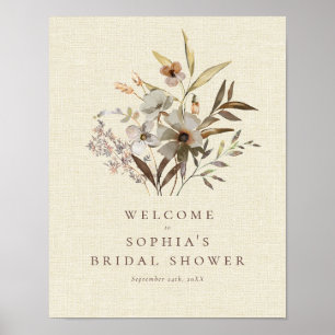 Poster Sinal de boas-vindas do Chá de panela Floral Moder