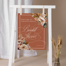 Poster Sinal de boas-vindas do Chá de panela Floral Moder