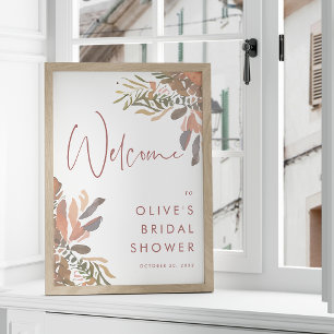 Poster Sinal de boas-vindas do Chá de panela Floral Neutr