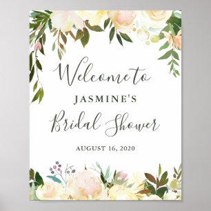 Poster Sinal de boas-vindas do Chá de panela Floral Rusti