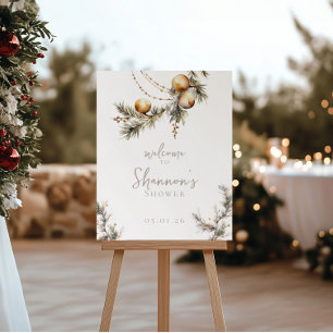 Poster Sinal de boas-vindas do chá de panela Holly & Or