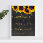 Poster Sinal de boas-vindas do chá de panela rústico mode<br><div class="desc">O na moda elegante de boas-vindas é poster modelo de carvões de carvão de cinza, apresentando um belo buquê de girassóis e um moderno roteiro de caligrafia. Fácil de personalizar com seus detalhes. Você pode personalizá-lo mudando ainda mais as fontes e as cores das letras. É adequado para festas elegantes...</div>