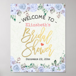 Poster Sinal de boas-vindas do chá de panela Script Doura