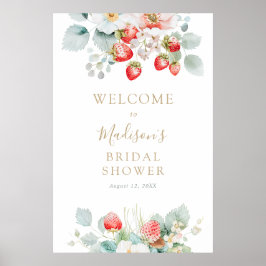 Poster Sinal de Boas-vindas do Chá de panela Strawberry V