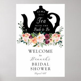 Poster Sinal de boas-vindas do Chá de panela Tea Time