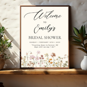 Poster Sinal de boas-vindas do Chá de panela Wildflower e