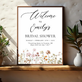 Poster Sinal de boas-vindas do Chá de panela Wildflower e