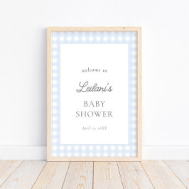 Poster Sinal de boas-vindas do Clássico Gingham Azul Páli