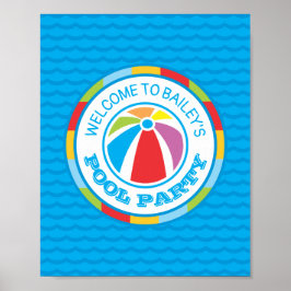 Poster Sinal de Boas-vindas do Colorir Beach Ball Party