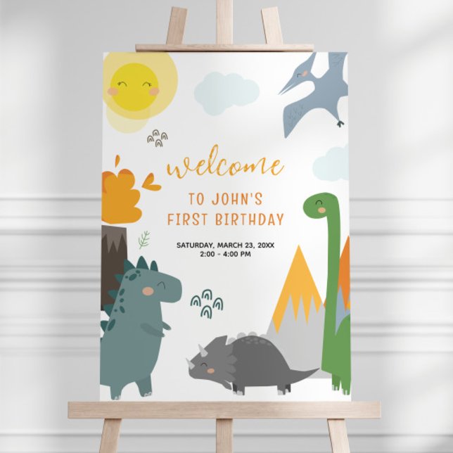 Poster Sinal de Boas-vindas do Dinosaur Birthday (Criador carregado)
