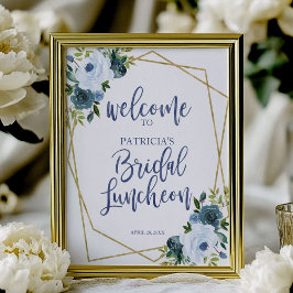 Poster Sinal de Boas-vindas do Dusty Blue Floral Bridal