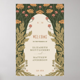 Poster Sinal de Boas-vindas do Elegante Art Nouveau