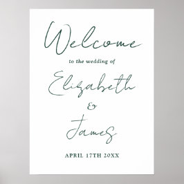 Poster Sinal de Boas-vindas do Elegante Emerald Green Scr