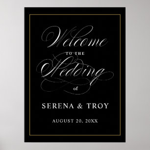 Poster Sinal de boas-vindas do Elegante - preto