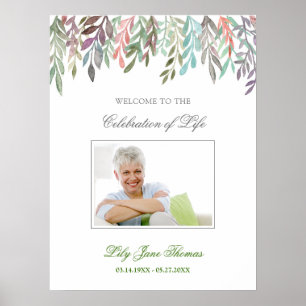 Poster Sinal de boas-vindas do Funeral de Folhagem de Aqu