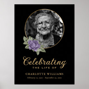 Poster Sinal de boas-vindas do Funeral Floral Purple Pret